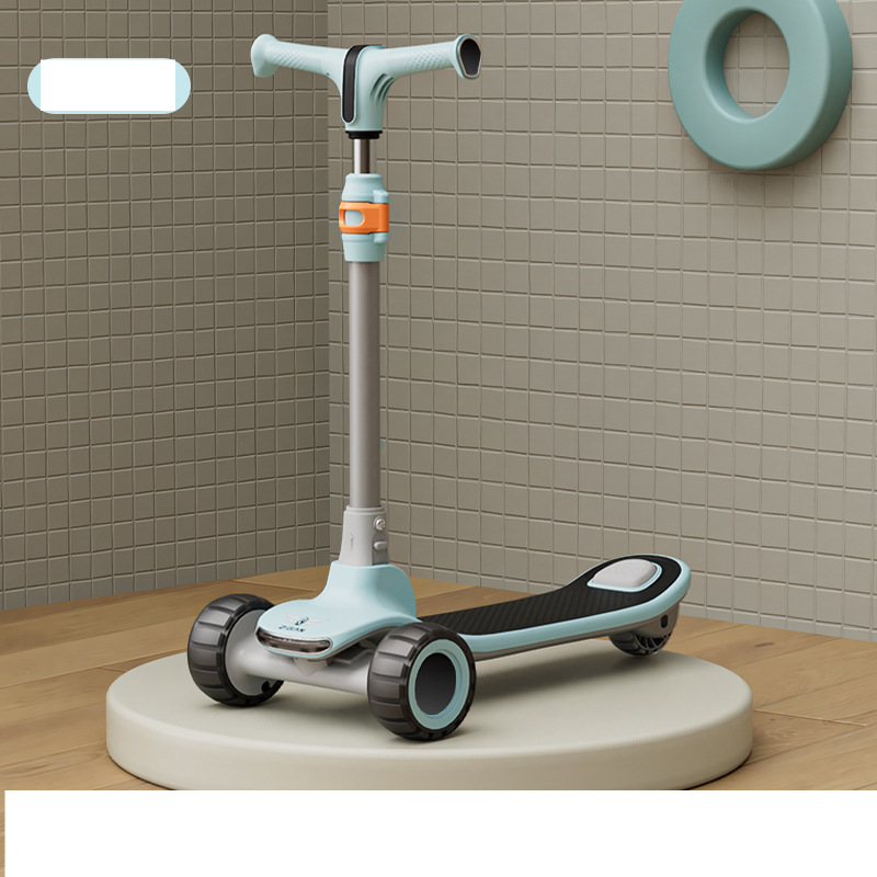Kanner-Scooteren vun 2-8 Joer, Kanner vun 1-3 Joer kënnen op engem rutschege Bluetooth-Skateboard mat blénkeger Musek sëtzen._voghion.com