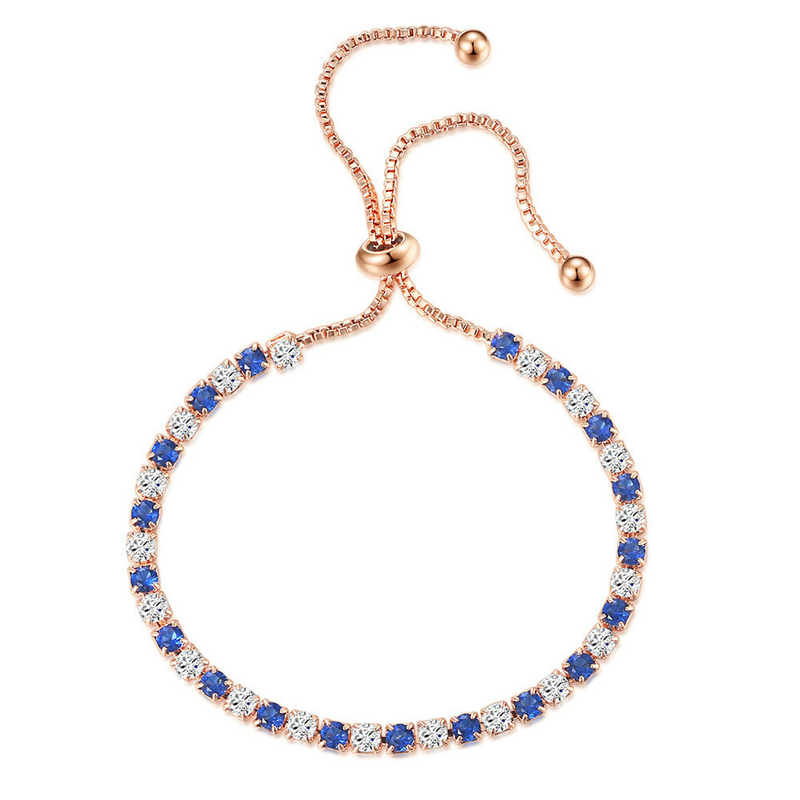 Joyas y accesorios Pulsera popular de circonitas redondas azules y blancas con diamantes para mujer, producto novedoso, pulsera ajustable extraíble_voghion.com
