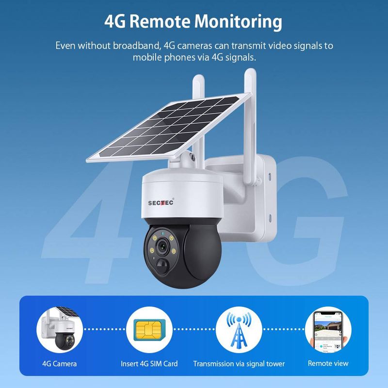 Solarkamera 4MP Drahtlose WiFi-Überwachungskamera 2K Outdoor 4G Solarüberwachung_voghion.com