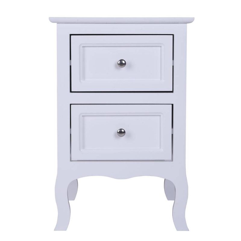 Table de chevet Tables de chevet Grande taille Table de chevet blanche à deux niveaux de style campagnard Tables de chevet_voghion.com
