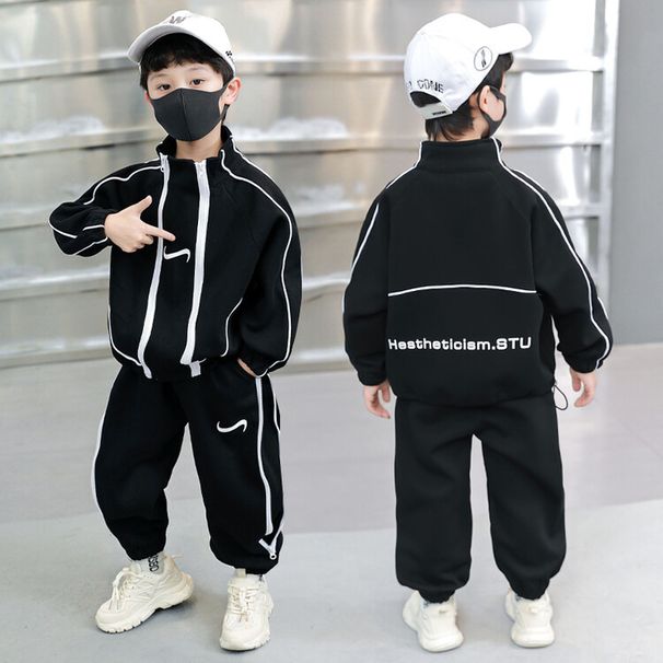 Kids Clothing Double Zipper Autumn Suit Spring And Autumn Sports Two Piece Suit_voghion.com