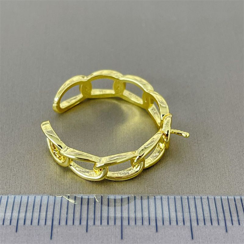 DIY Pearl Accessories Copper Thick Gold-Plated Personality Cuban Chain Open Ring Semi-Finished 8-10mm_voghion.com