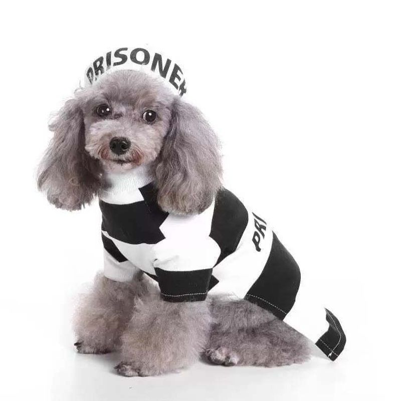 Pet Life Striped Retro Inmate Prisoner Pet Dog Costume Uniform_voghion.com