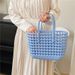 Summer New Women's Bag Hollow Woven Hand Held Vegetable Basket Bag Daily Vacation Travel Large Capacity Beach Bag_voghion.com