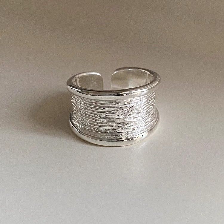 Textured Simple Style Ring For Women, Adjustable Open Design, Niche High-End Light Luxury Versatile Spring New Hand_voghion.com