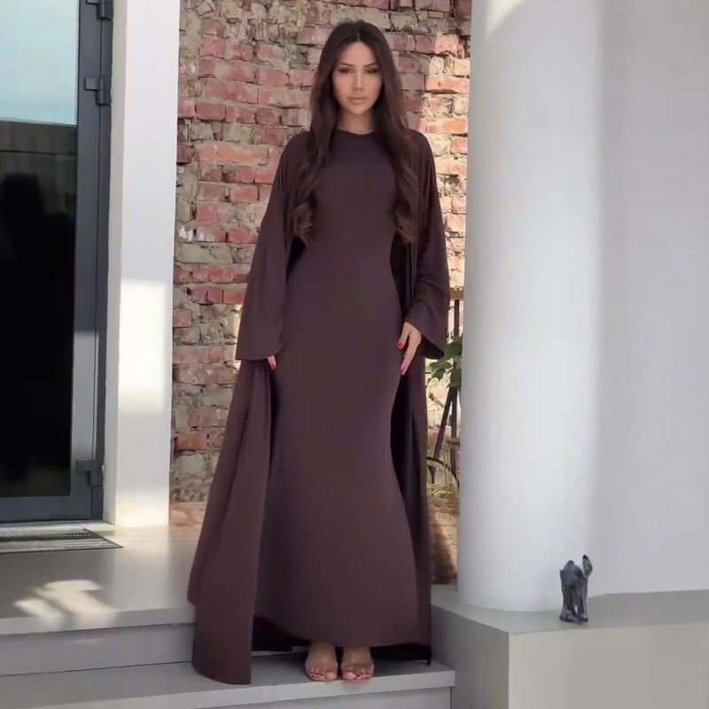 Autumn Luxury Two-Piece Long Dress Set – Slim Fit Fish Tail Maxi Dress With Comfortable Loose Waist, Casual Elegant Outfit For Women_voghion.com