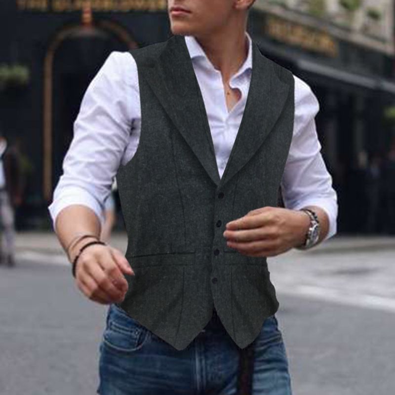 Man's clothing Men's waistcoat casual solid color wool slim waistcoat man_voghion.com