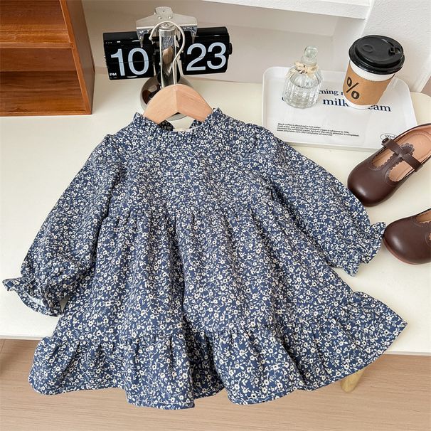 Toddler Girls Clothing Autumn Floral Dress Suit Children's Knitted Cardigan Two Piece Suit_voghion.com