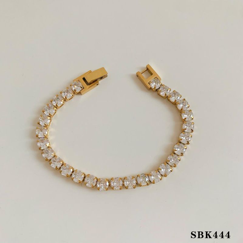 Pulseira de amor feminina com combinação de joias em aço inoxidável, requintada, com corrente de malha e diametro largo, conjunto versátil_voghion.com
