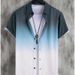 2023 Hawaiian men's short sleeved gradient color pocket single breasted beach casual shirt_voghion.com