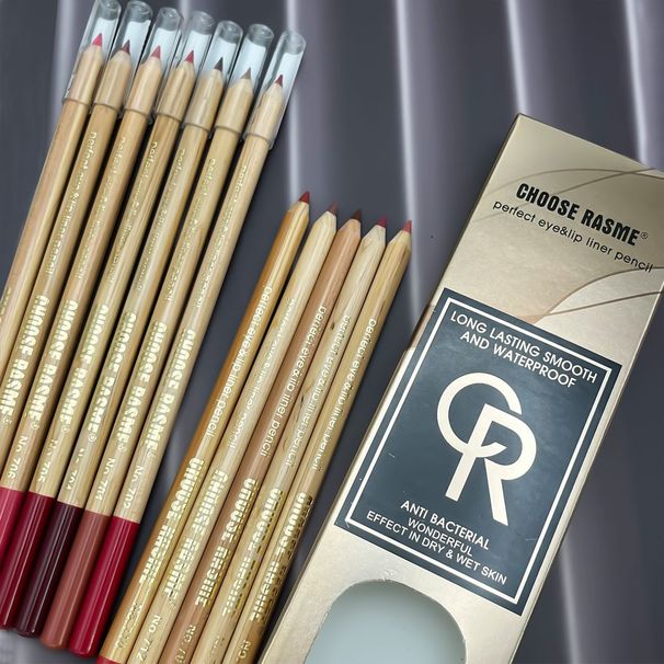 12 Lipliner-Set in gemischten Farben, matt, matter Lippenstift, Nude, wasserfest, lang anhaltender Lippenstift aus Holz_voghion.com