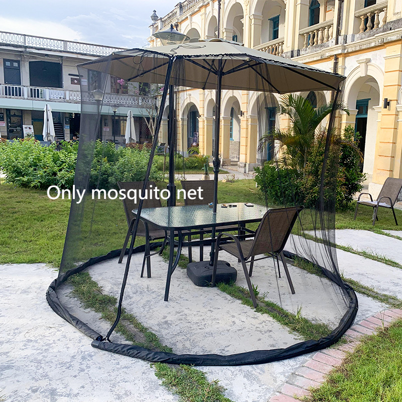 Udendørs terrasse parasol myggenet bund vandrør vægtet vindtæt hegn anti myg romersk paraply myggenet_voghion.com