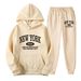 Men's Casual Hoodie & Jogger Set - Stylish Print Two-Piece Outfit For Streetwear & Sports (Black, Khaki, White, Light Gray, Dark Gray, Navy )_voghion.com