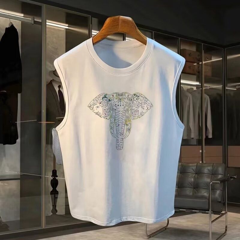 Puhast puuvillast vest varrukateta t-särgile, suvine uus trend, trendikas bränd, avaralt liibuv sport ja fitness, meeste_voghion.com