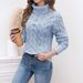 Women's High Neck Cable Knit Sweater - Soft Chunky Wool Pullover With Solid Color & Ribbed Detailing For Fall/Winter Layering_voghion.com