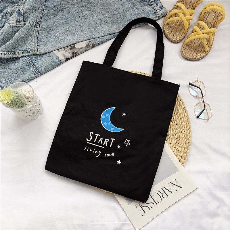 Bolso de lona sencillo y moderno con personalidad para mujer, bolso de hombro para estudiantes del campus, bolso de tela portátil de gran capacidad para compras_voghion.com