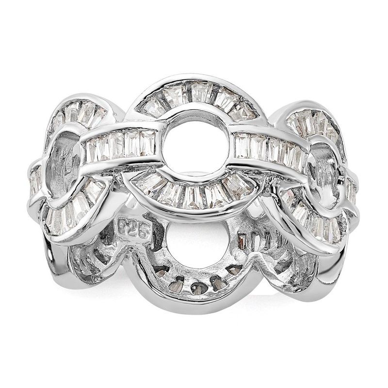 Sterling Silver Polished Fancy CZ Circle Link Ring_voghion.com