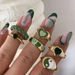Vendite calde Nuovo set di anelli con cuore in cristallo verde per le donne Anello geometrico in smalto Yin Yang Gioielli alla moda per ragazze_voghion.com