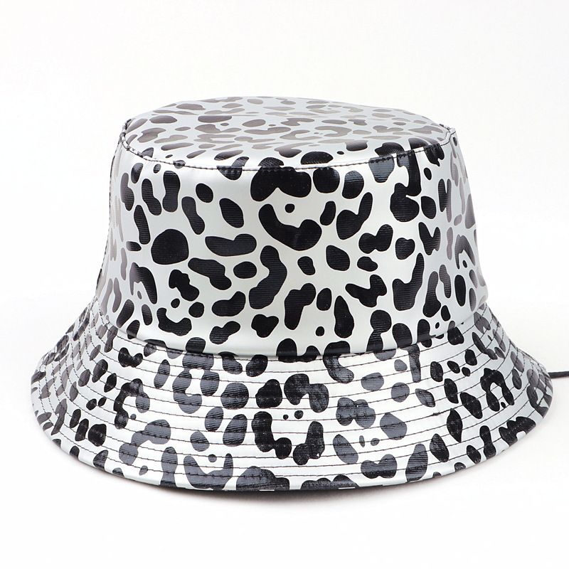 Pălărie de soare din piele PU cu imprimeu leopard, pentru femei, la modă, cu imprimeu de vacă, pălărie de soare cu o singură față, pentru exterior_voghion.com