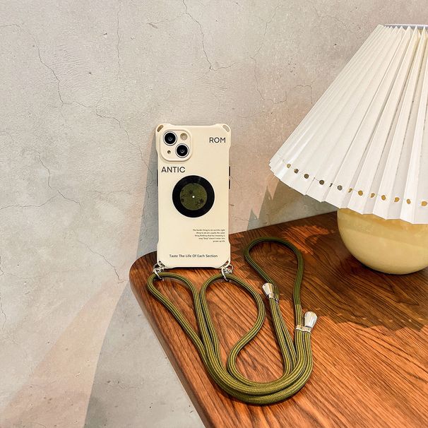 Unbeatable Quality INS Style Record Four-Corner Hole Mobile Shell IPhone 14pro Iphone13 12 Lanyard Soft Suitable For 11plus Crossbody_voghion.com