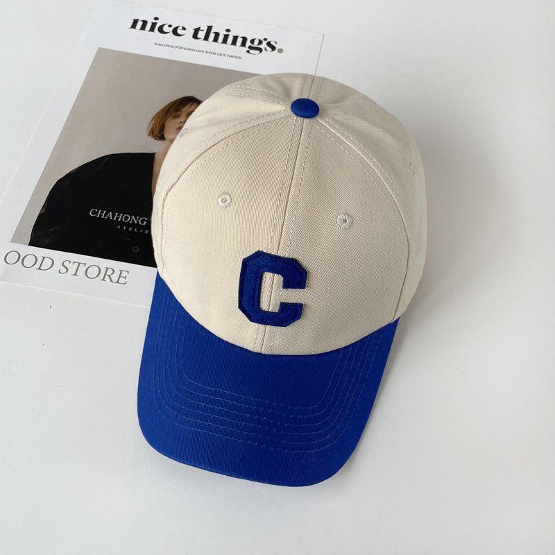 Korean Style Letter C Duck Tongue Hat Children's Versatile Spring and Summer Network Red Show Face Small Color Block Letter Baseball Hat Trend_voghion.com