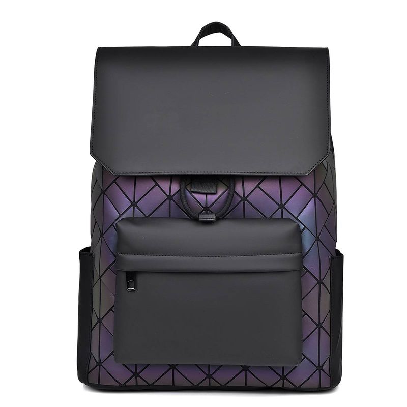 Trendy Marke Rucksack Herrentasche Rhombus Laser Reflective Schüler Schultasche Große Kapazität Pendler Computertasche_voghion.com