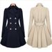 Elegant Double-Breasted Trench Coat For Women – Plus Size Long Coat With High-Density Twill Fabric, Slim Fit & Office Chic (Beige, Navy Blue)_voghion.com