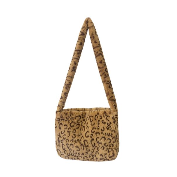 Borsa a tracolla da donna in pelliccia sintetica di visone con stampa leopardata, spaziosa borsa A4 per l'uso quotidiano, borsa a tracolla alla moda e alla moda_voghion.com