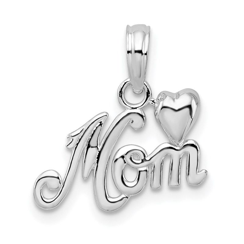 De-Ani Sterling Silver Polished Mom With Heart Pendant_voghion.com