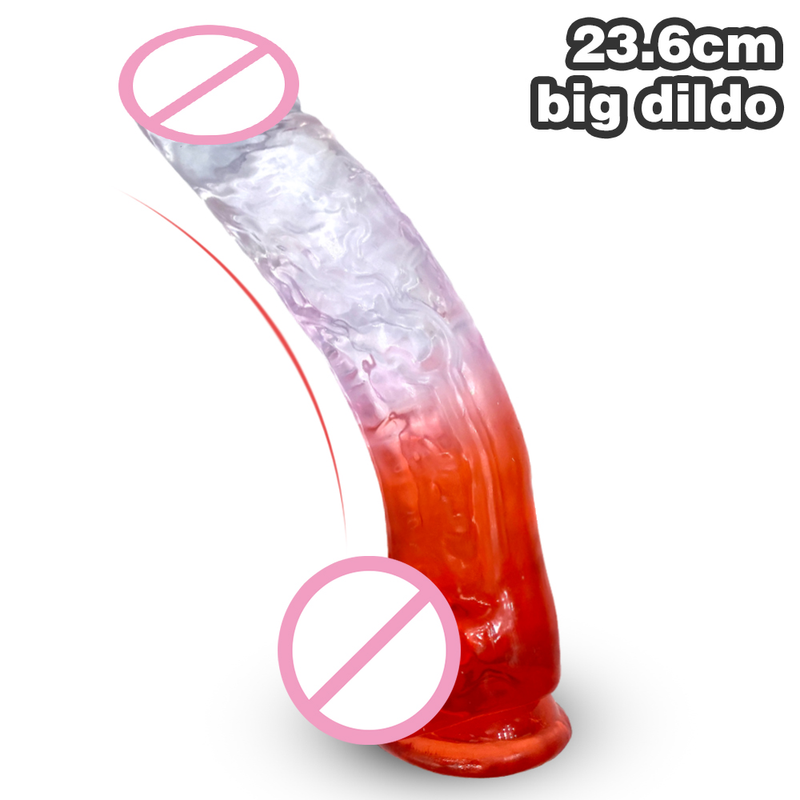 Simulation Transparent Dildo  With Powerful Sucker Fema Masturbation Device G-spot  S_voghion.com