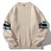 "Herren Grobstrickpullover - Oversize-Zopfmusterpullover mit National Tides-Design (Weiß/Beige/Schwarz/Hellgrau)"_voghion.com
