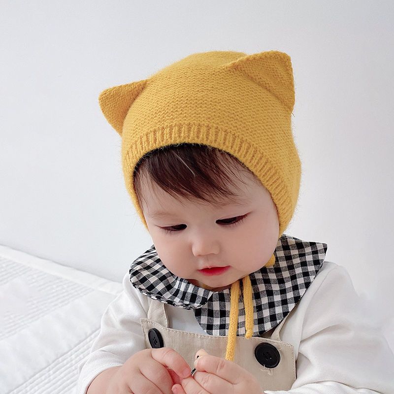 Kindermutsen Babymutsje Herfst en winter nieuwe schattige gehoorbeschermingsmuts baby-pullovermuts gebreide kindermuts_voghion.com