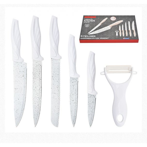 Set di coltelli da cucina in acciaio inossidabile, vernice spray bianca Phoenix Tail, regalo da sei pezzi_voghion.com