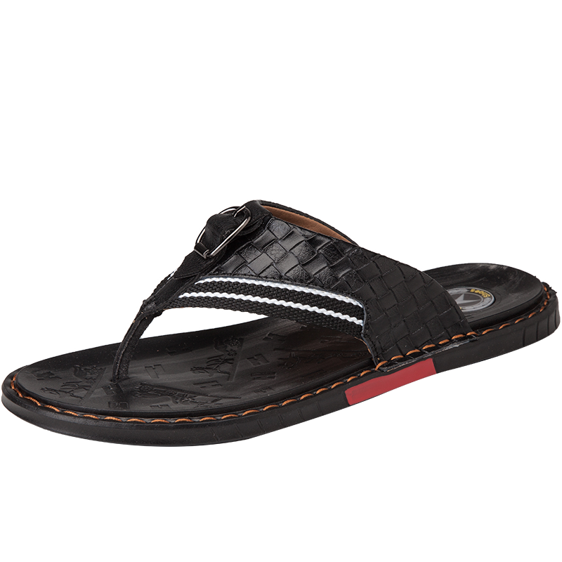 Summer fashion casual sandals leather beach shoes, clip on men's anti slip and trendy slippers, herringbone slippers_voghion.com