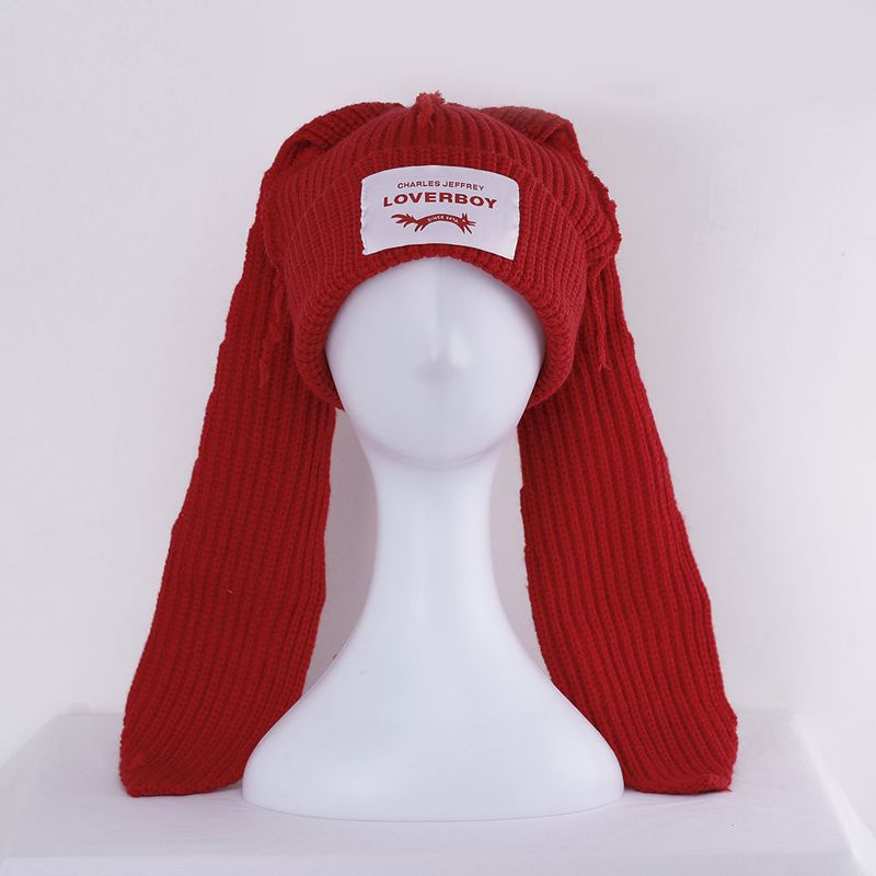 Designer Cat's ears  devil hat men's and women's long ear wool hat autumn and winter niche design fashion brand knitted hat_voghion.com