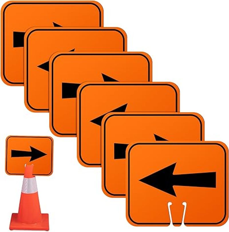 Traffic Arrow Orange Detour Sign Top Direction Of Cone Left Arrow Sign Suitable For Roadblock Outdoor Buildings (6 Pieces)_voghion.com