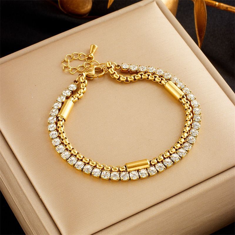 European And American Fashion Punk Creative Hip-hop Personality Niche Versatile Dia-studded Multi-layer Titanium Steel_voghion.com