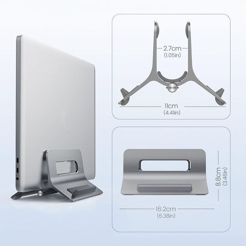 Laptop Vertical Stand Tablet Upright Rack Aluminum Alloy Heat Dissipation Desktop Gravity Lock Storage Metal Base_voghion.com