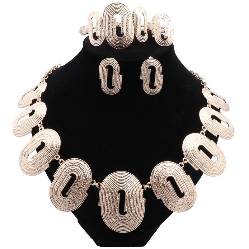 Brazil Gold Color Jewelry Sets For Women Dubai Fashion Necklace Earrings Ring Bracelet Set Bride Wedding Party Gift_voghion.com
