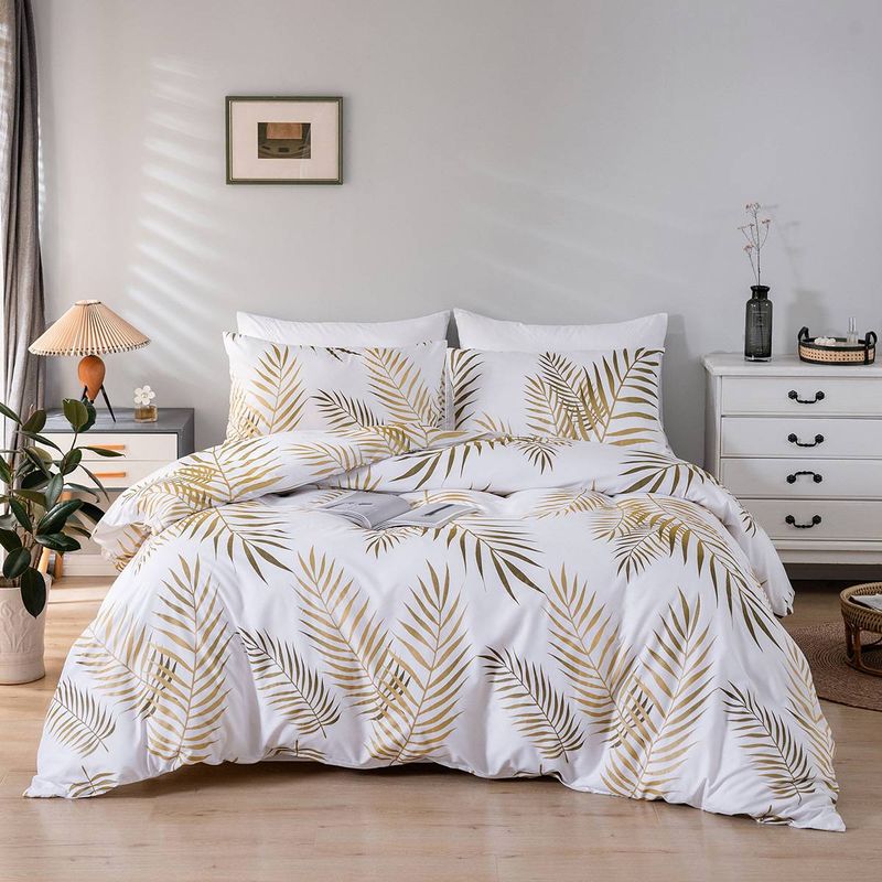 Bettwäsche Bettbezug Luxuriöse Bettwäsche mit Waldblatt- und Schmetterlingsmotiv aus weichem Polyester – gewalkte Samtstruktur_voghion.com