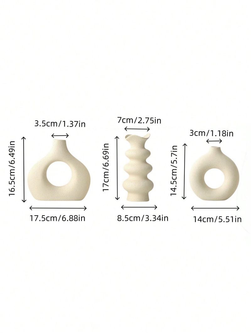 3pc Milky White Artistic Vase Is Suitable For Living Room, Dining Room, Study Desk, Multi-scene Ornaments, Flower Arrangement, Vase_voghion.com
