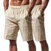 Pantaloncini da spiaggia in lino da uomo, confezione da 2, larghi pantaloni estivi casual, tinta unita, ad asciugatura rapida e comfort_voghion.com