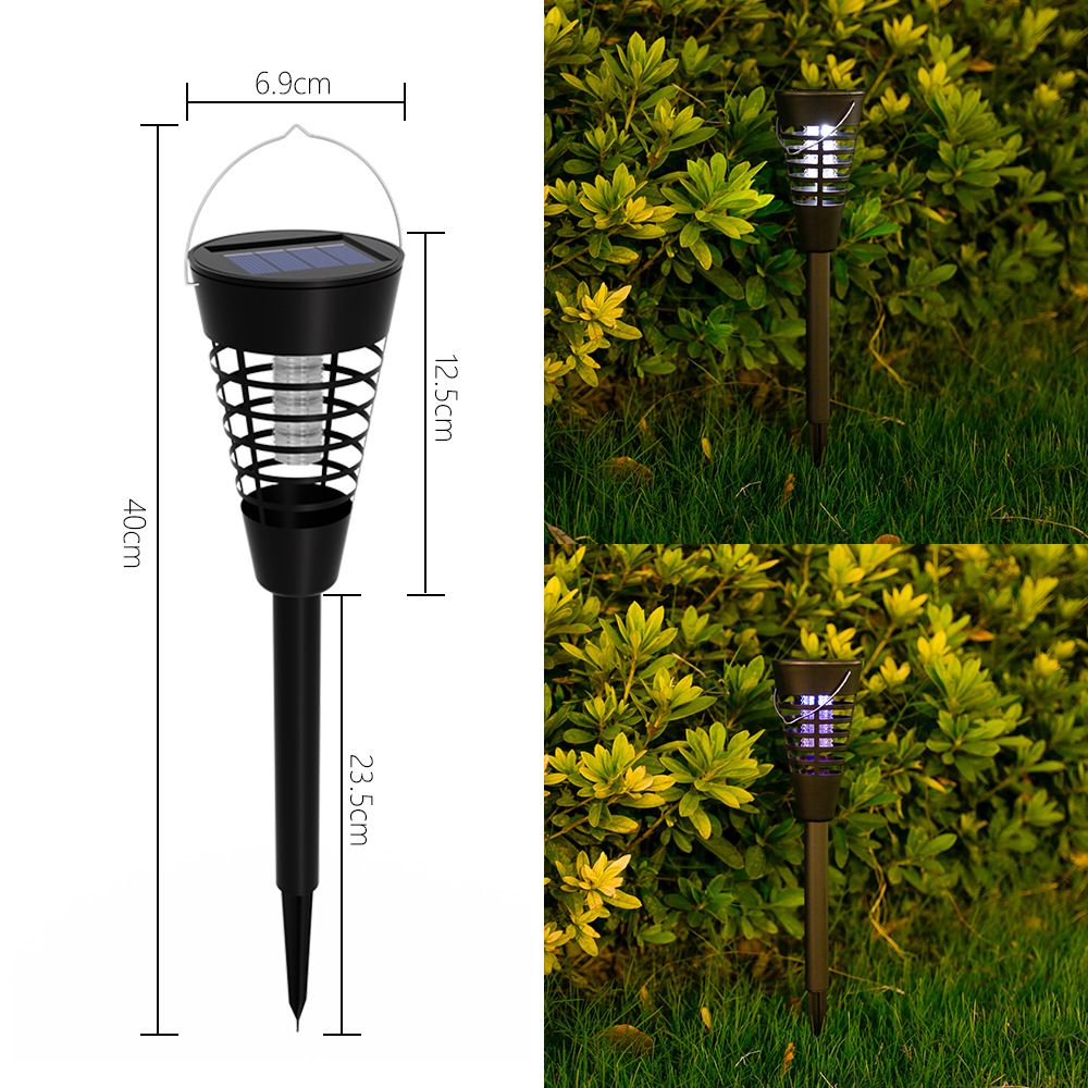Lâmpada solar mata-mosquitos - Mata-insetos à prova d'água para áreas externas, jardim, pátio e quintal - Armadilha de insetos com luz UV para casa e acampamento_voghion.com