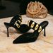Women's High Heeled Sandals Black Plush Fashionable Simple Pointed Toe Slip On High Heeled Women's Shoes_voghion.com