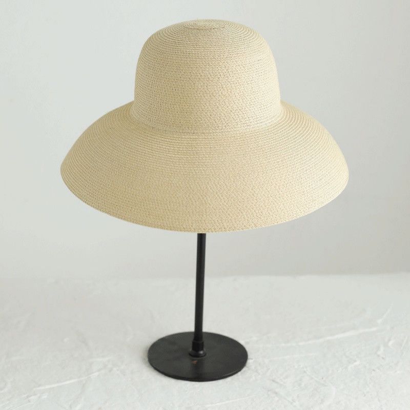 Große Stroh-Sommerschutzkleidung für Damen, breite Seiten-Sonnenschutzkleidung für den Strandurlaub, kühl und bequem_voghion.com