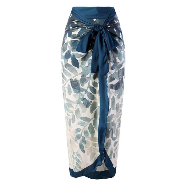 Damenbekleidung Badeanzüge mit Blattdrucken und Röcken, um das Fleisch zu bedecken und dünne Bikinis auf Lager zu zeigen_voghion.com