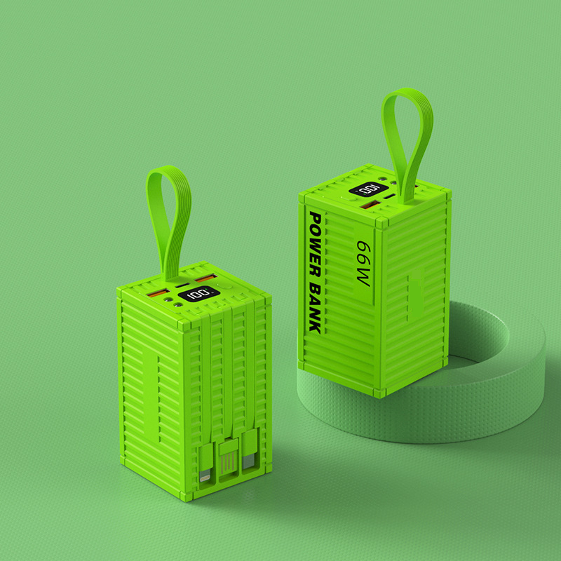 Power Bank Zewnętrzny Power Bank o dużej pojemności z kablem 66 W Szybkie ładowanie 20000 mAh 100000 mAh Mobilny zasilacz z nadrukowanym LOGO_voghion.com