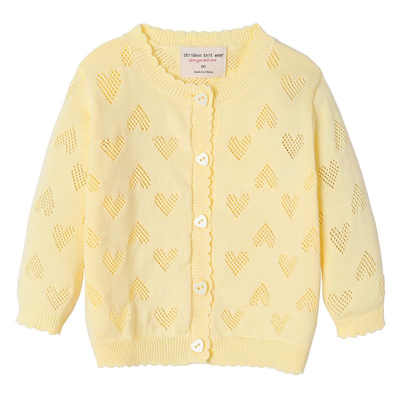 2021 Kinderkleidung Love Hollow Langarmpullover für Kinder Jacke Babypullover Sonnenschutz Dünne Mädchen Strickjacke_voghion.com