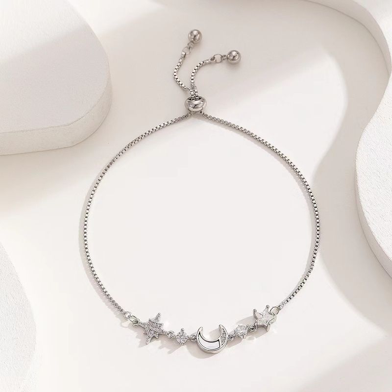 Bracciale regolabile con zirconi di alta qualità, a forma di stella e luna, in madreperla, per donna_voghion.com