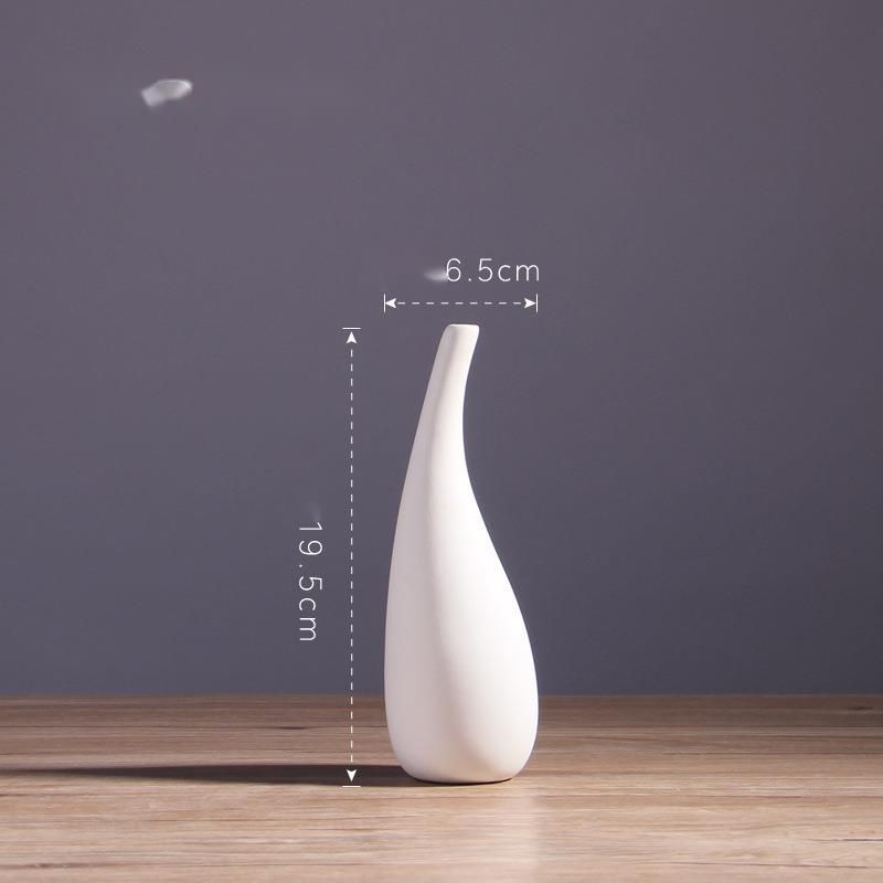 Nordic Style Simple Ceramic Vase Ornament White Plain Burnt Dry Flower Insert Home Decoration Display_voghion.com